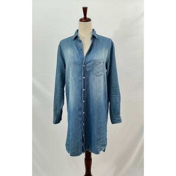 FRANK & EILEEN Sz S Small Mary Distressed Denim Shirt Dress - Picture 7 of 7